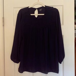 Loft Navy Blue Long Sleeve Blouse